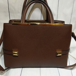 MKY Women Leather Tote Briefcase w/gold hardware